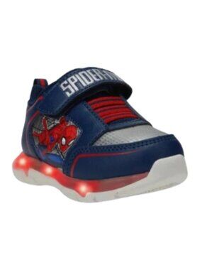 Marvel Spider-Man Light Up Toddler Athletic Sneakers Navy Red Size 1T Hook Loop